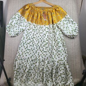 Silvia‎ Tcherassi Dress Womens Medium Off Shoulder Puffy Sleeve Ruched Cocktail